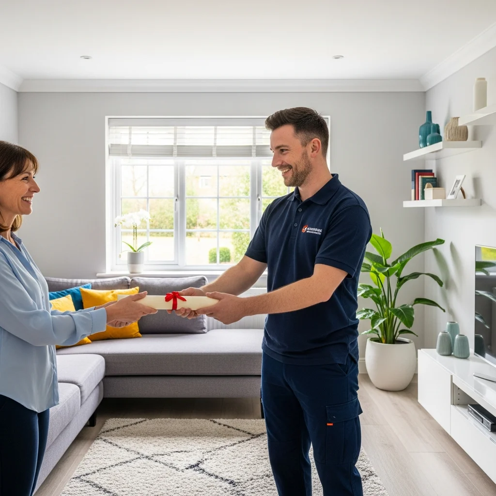 Electrician Merthyr Tydfil handing over electrical compliance certificate