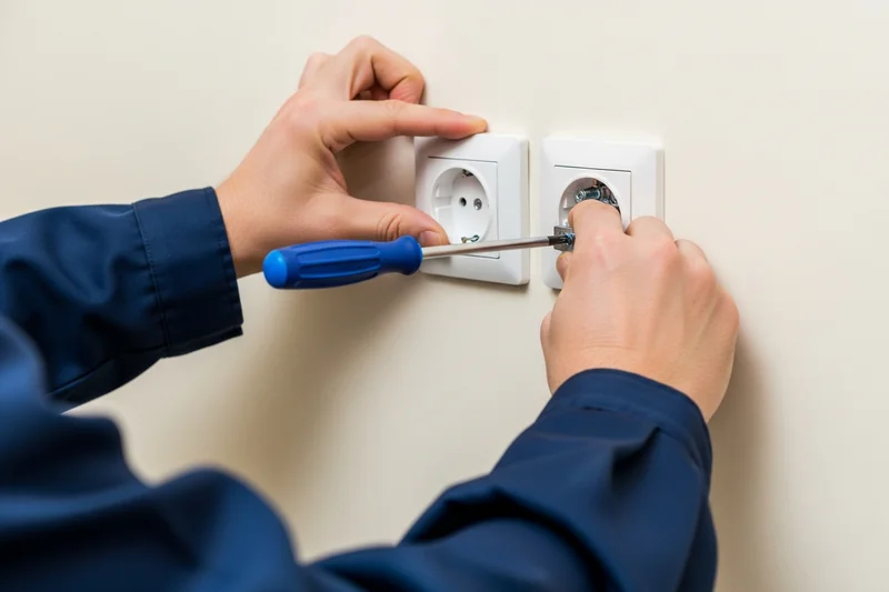 Domestic electrician installing consumer unit in Welsh home